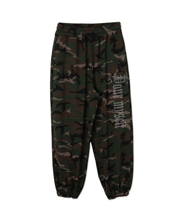 WEGO 【ウエストゴム】ラインストーンロゴスウェットパンツ 柄1