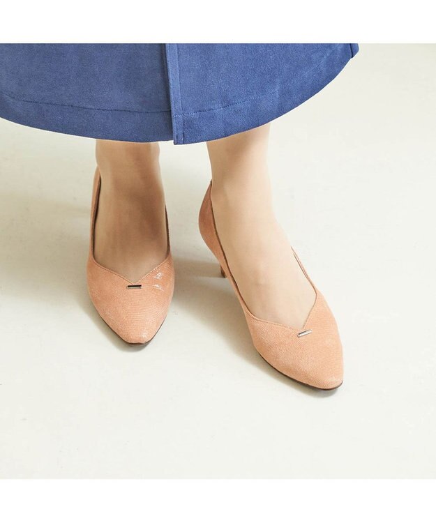 Riz raffinee <Riz raffinee>Vカットリザードプリントパンプス オレンジカタオシ