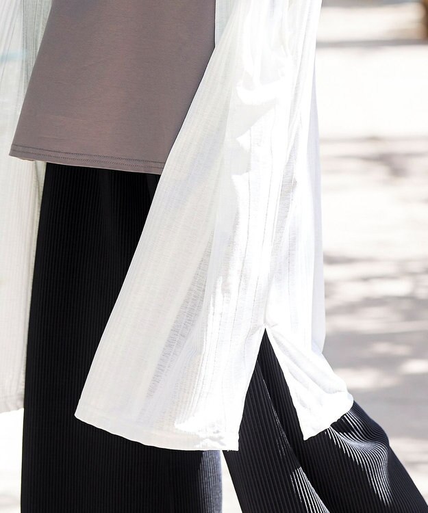 Tiaclasse 【吸水速乾・UVケア・洗える】ランダムリブカットソーカーディガン オフホワイト