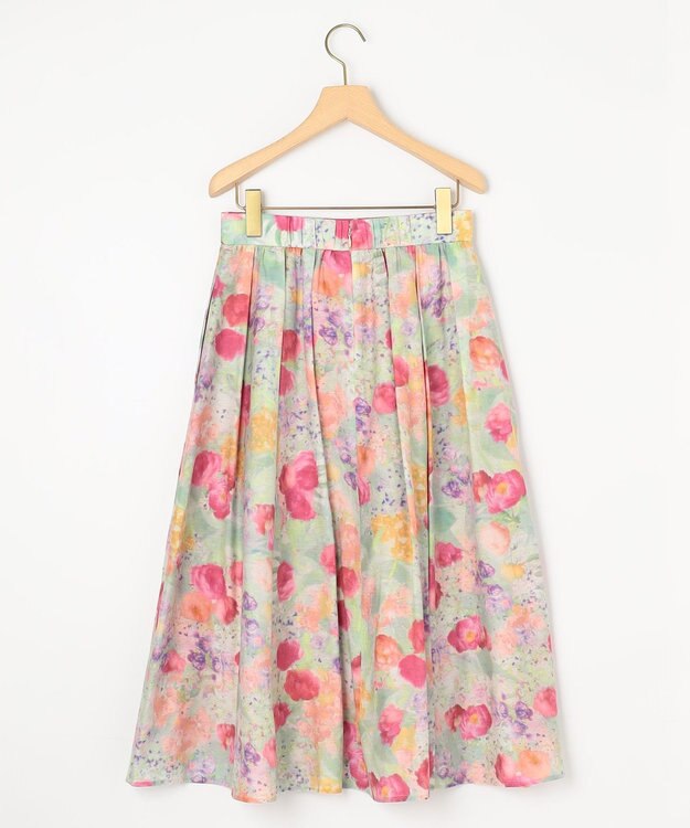 組曲 ピオニーシフォンプリント フレアスカート ピンク系5