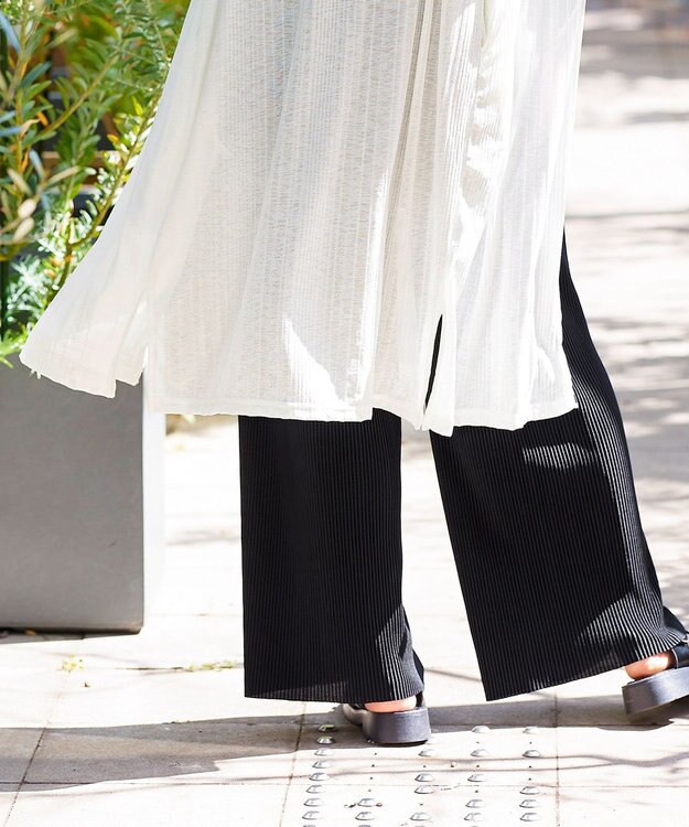 Tiaclasse 【吸水速乾・UVケア・洗える】ランダムリブカットソーカーディガン オフホワイト