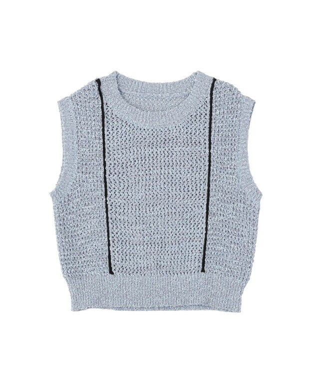 earth music&ecology 配色ラインＭＩＸニットベスト Blue