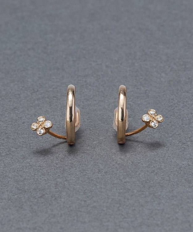 Phoebe 【金属アレルギー対応】【痛くないシリーズ】フラワービジューフロートライトフィットイヤリング　シャンパンゴールド シャンパンゴールド