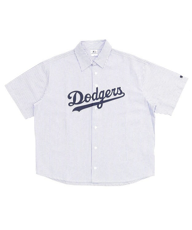 WEGO 【ユニセックス着用ITEM】別注MLBストライプグラフィックシャツ（SS） ブルーストライプ