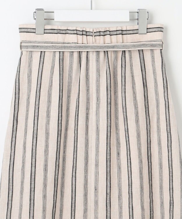23区 【洗える】リネンストライプ Aライン スカート ベージュストライプ