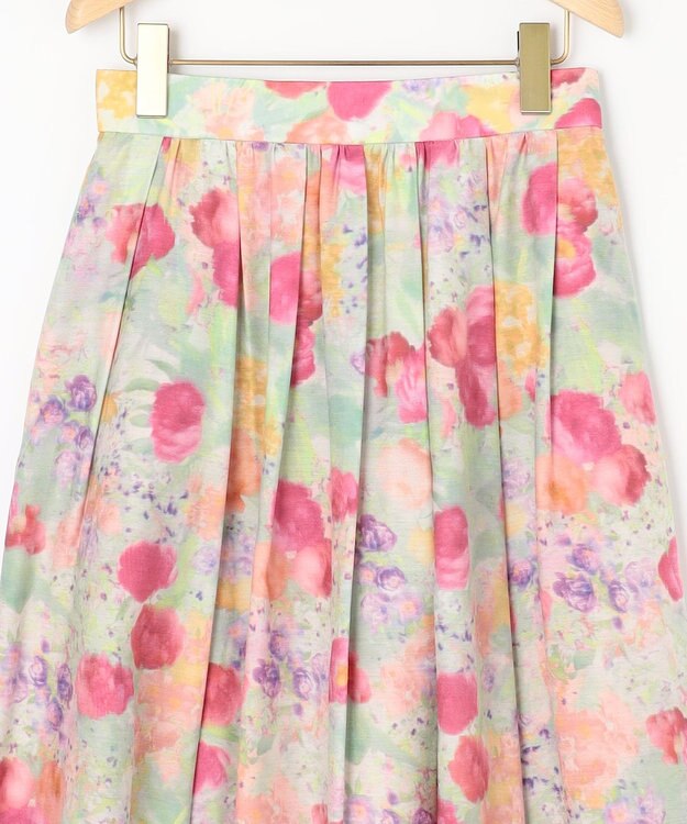 組曲 ピオニーシフォンプリント フレアスカート ピンク系5