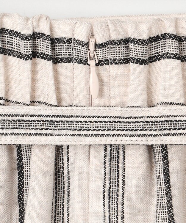 23区 【洗える】リネンストライプ Aライン スカート ベージュストライプ