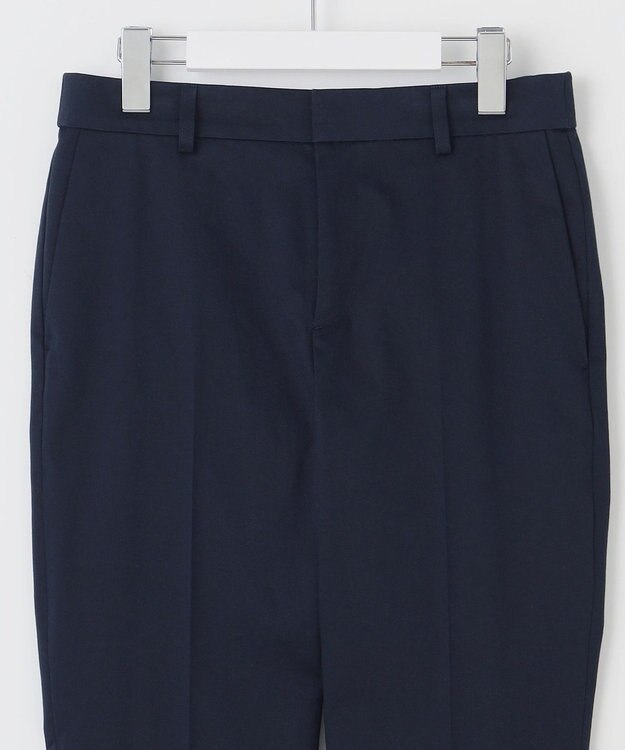 自由区 【接触冷感・洗える】コットンサテンストレッチテーパード パンツ ネイビー