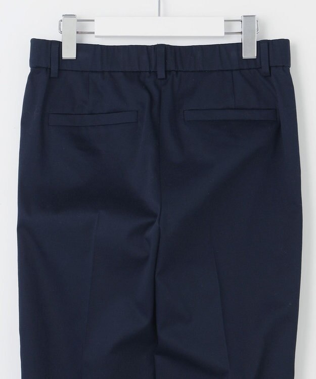 自由区 【接触冷感・洗える】コットンサテンストレッチテーパード パンツ ネイビー