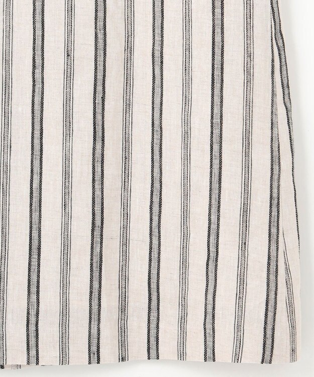 23区 【洗える】リネンストライプ Aライン スカート ベージュストライプ