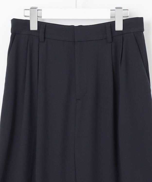 自由区 【洗える】ビエラストレッチワイド パンツ ネイビー系