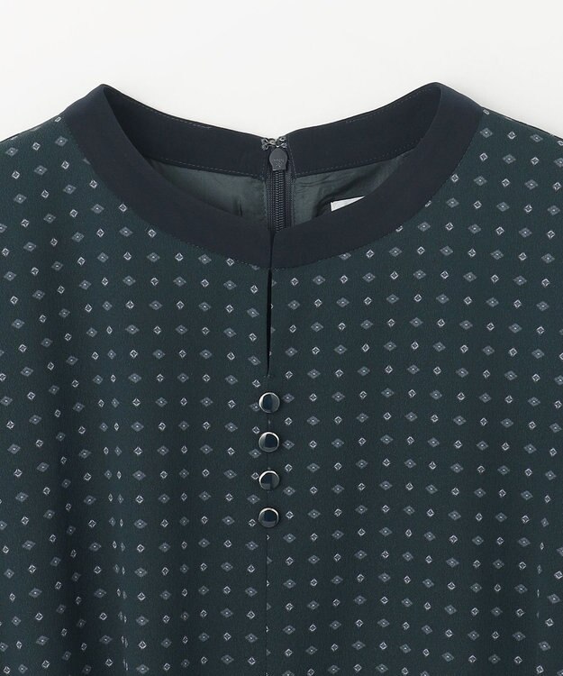 J.PRESS LADIES 【洗える】シュリンクデシン ジオメトリックプリント ワンピース ダークグリーン系5