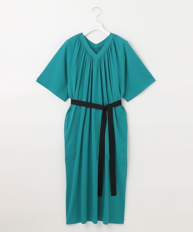 自由区 【WEB限定・洗える・XSサイズあり】ライトギャザーフレアスリーブ ワンピース ライトグリーン系