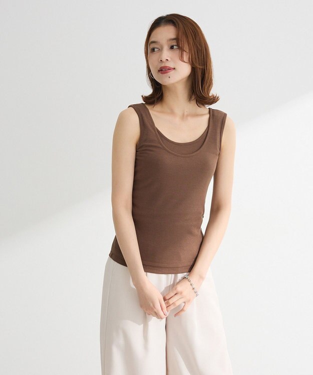 Green Parks ・Ｐｅｔｉｔ　Ｆｌｅｕｒ　レイヤードタンク Brown