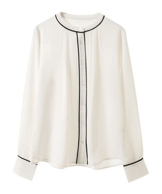 earth music&ecology バイカラータックブラウス Off White