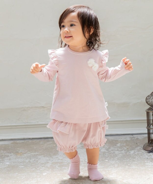 組曲 KIDS 【80~100㎝】ベビーフラワー Tee ピンク系