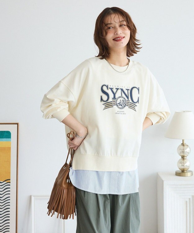 Green Parks アソートカレッジロゴ裏毛プルオーバー Ecru