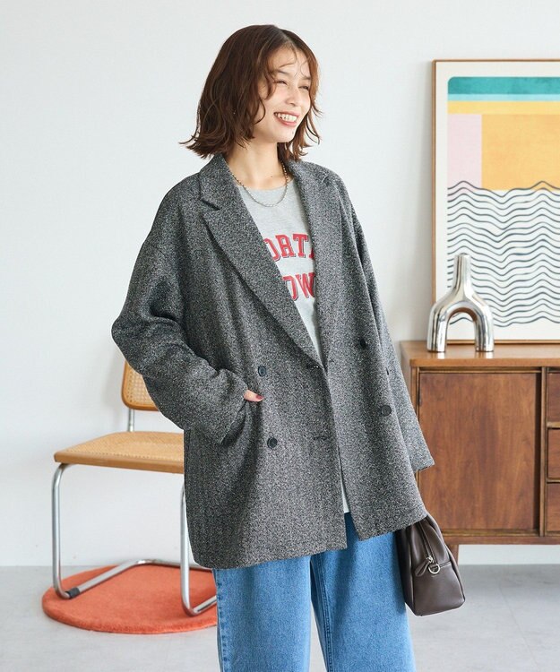 Green Parks ツイードＷオーバージャケット Black