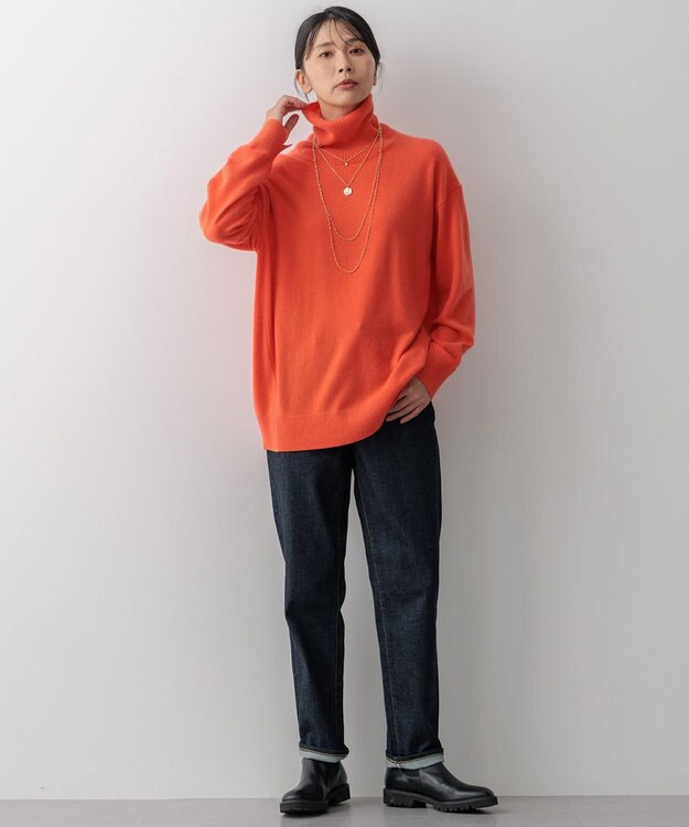 23区 ピュアカシミヤ タートルネック  ニット オレンジ系