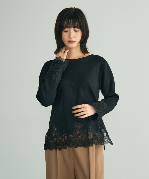 YECCA VECCA レースヘムニット Black