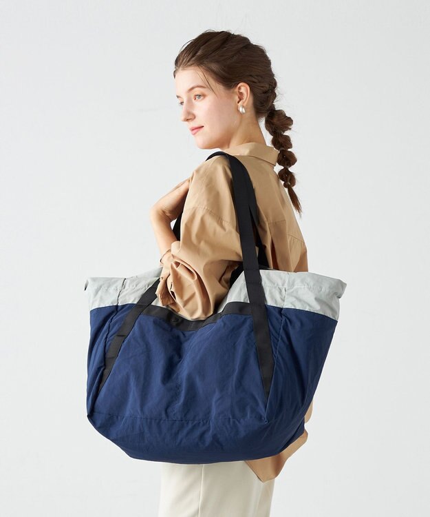 LA BAGAGERIE 【MONICA】ダブルハンドル　パッカブルビッグバッグ ネイビー