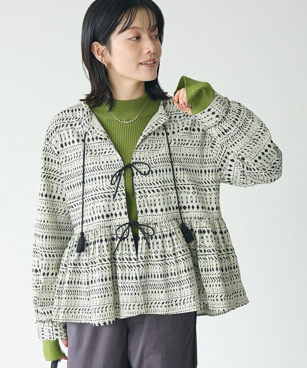 CRAFT STANDARD BOUTIQUE フリンジ紐付ペプラムブラウス A