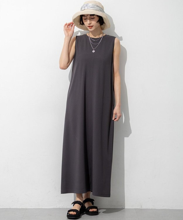 23区 L 【先行予約】ダブルフェイスジャージー Iラインワンピース グレー系