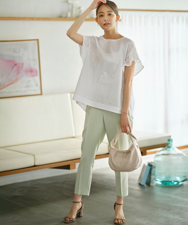 組曲 【洗える】エンブロイダリーレース チュニックブラウス アイボリー系