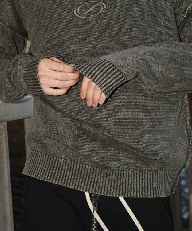 WEGO 【ユニセックス着用ITEM】ピグメントロゴニットプルオーバー カーキ