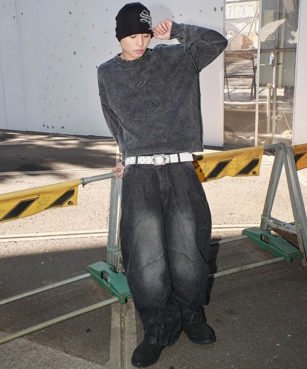 WEGO 【ユニセックス着用ITEM】ピグメントロゴニットプルオーバー スミクロ