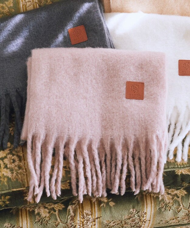 earth music&ecology ワンポイントビッグマフラー Grayish Pink