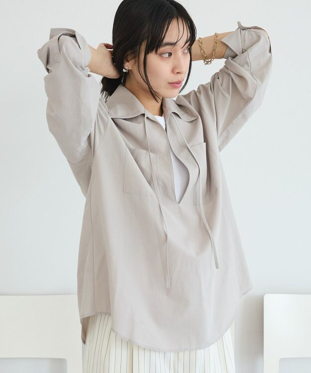CRAFT STANDARD BOUTIQUE Vネックスキッパーシャツ Gray Beige