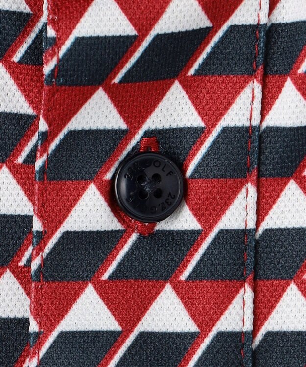 23区GOLF 【MEN】フラッグ総柄ポロシャツ レッド系5