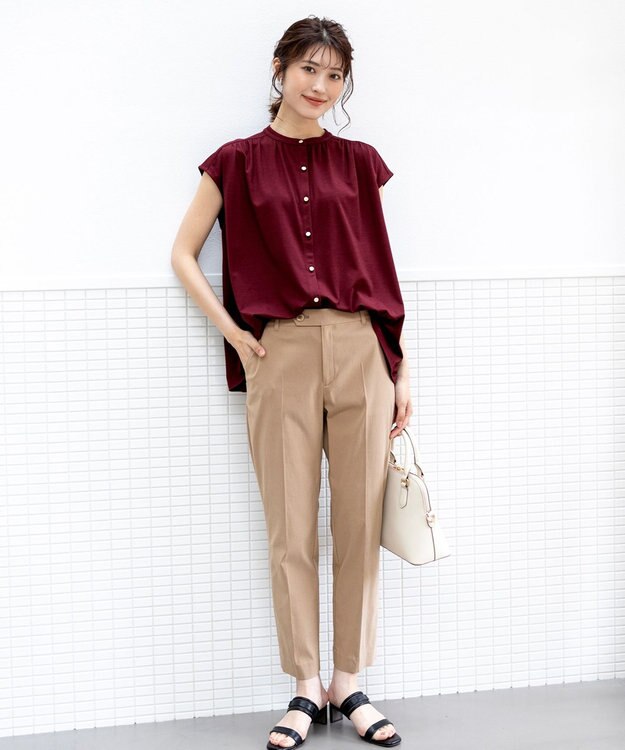 ANY SIS 【ストレッチ・接触冷感・撥水・UVカット・洗える】エアリーストレッチ テーパードパンツ ベージュ