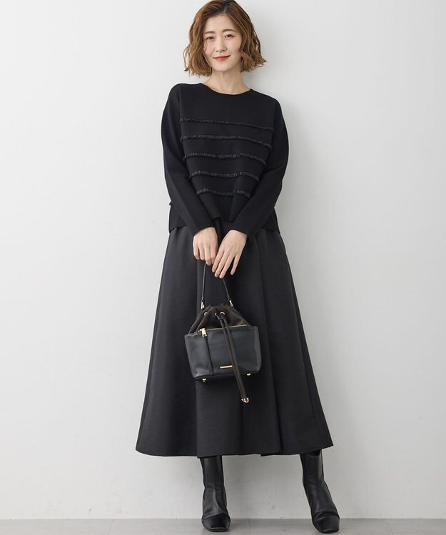 23区 L 【WEB&一部店舗限定/滝沢眞規子さん着用】フリルボーダー ニット ブラック系