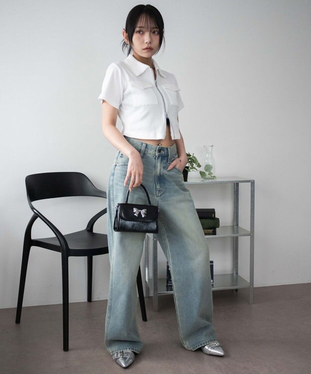 WEGO ポケットデザインWZIPトップス オフホワイト