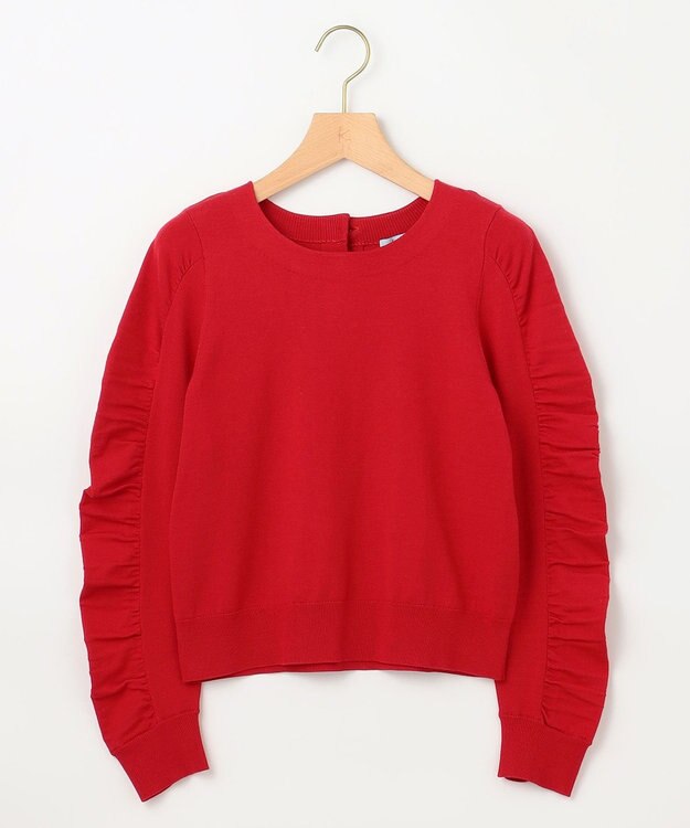 組曲 ハートボタン ニットプルオーバー バレンタインレッド系