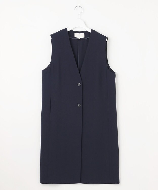 自由区 【セットアップ対応・UVカット・接触冷感・洗える】ライトストレッチ ジレ ネイビー