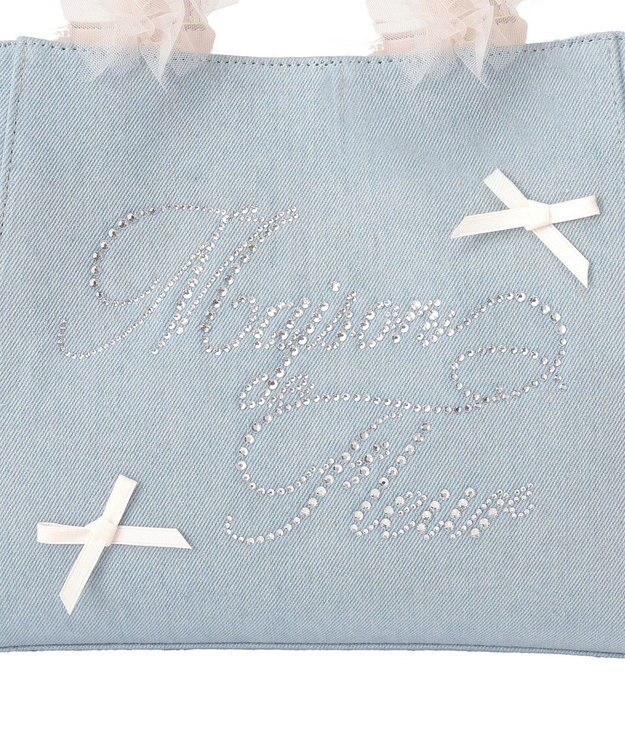 Maison de FLEUR チュールハンドルラインストーンデニムトート Light Blue