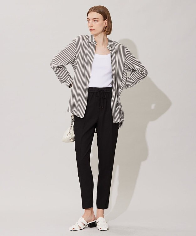 ICB 【接触冷感・UVケア・速乾・洗える】FluidBackSatin ドロストパンツ ブラック系