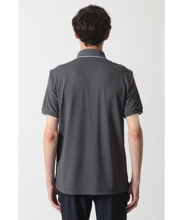 DAKS DAKS GOLF ボーダー冷感リネンミックス 半袖ポロシャツ ブラック