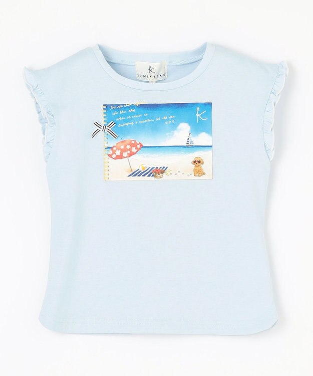 組曲 KIDS 【150-160㎝】夏休みの絵日記 Tシャツ サックスブルー系