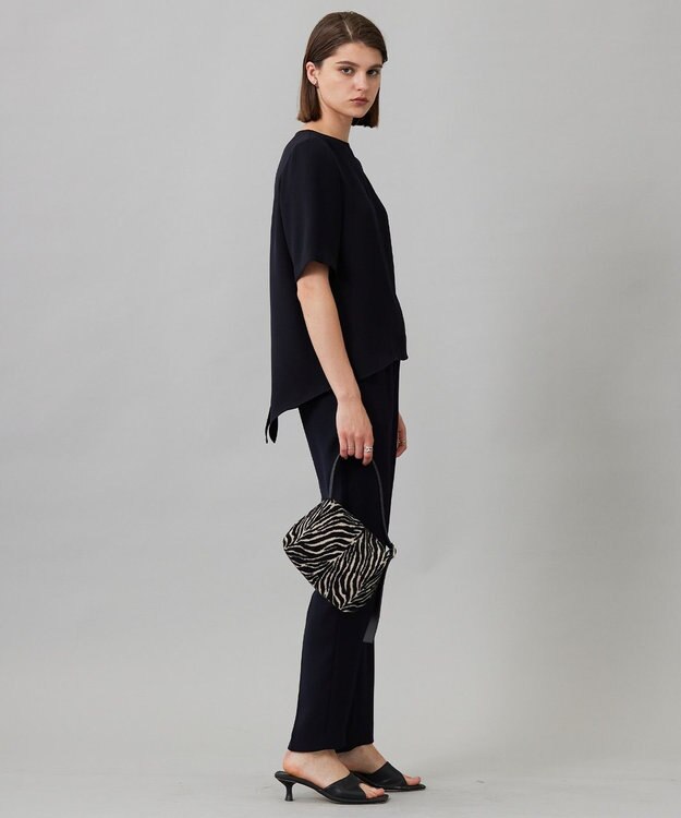 ICB 【UVカット・防シワ・洗える】ライトダブルクロス Tブラウス ネイビー系