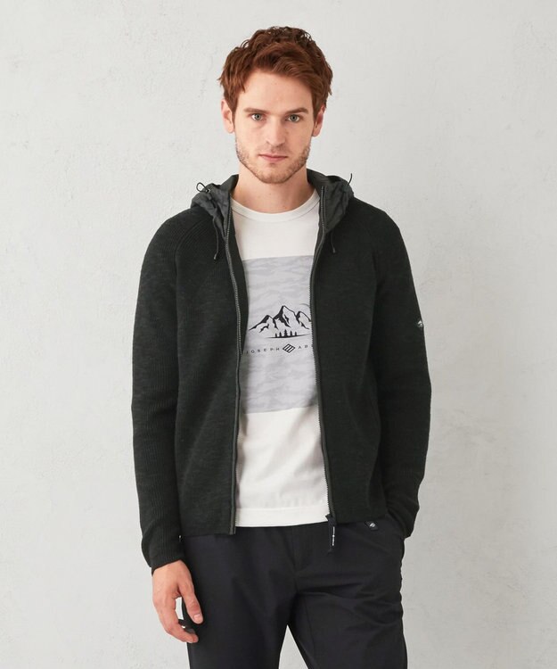 JOSEPH ABBOUD MOUNTAIN 【UNISEX】日本素材 ストレッチニットパーカー ブラック系