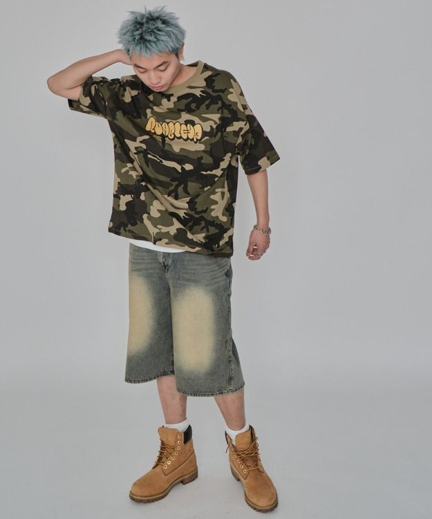 WEGO 【ユニセックス着用ITEM/MLサイズ展開】カモフラグラフィックT（SS） グリーン