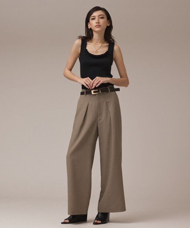 GRACE CONTINENTAL カラミタックワイドパンツ カーキ