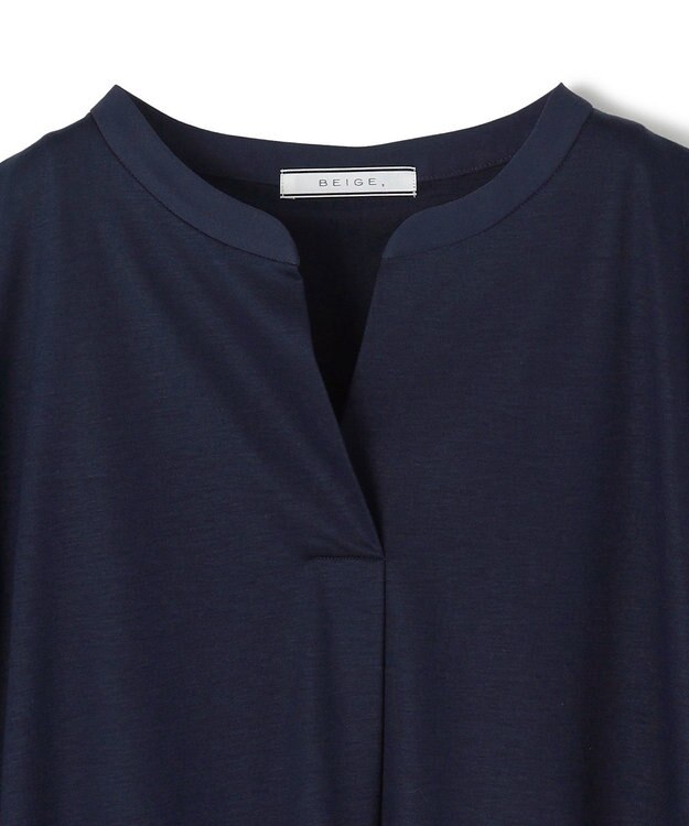 BEIGE， 【WEB限定・洗える】MELISSA / バックシフォンスキッパー半袖トップス Navy