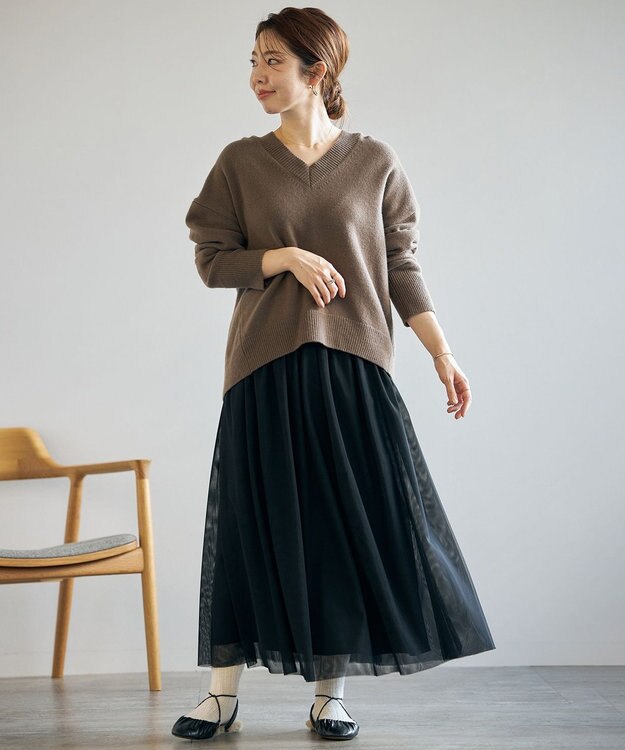 UNFILO L チュールスカート ブラック