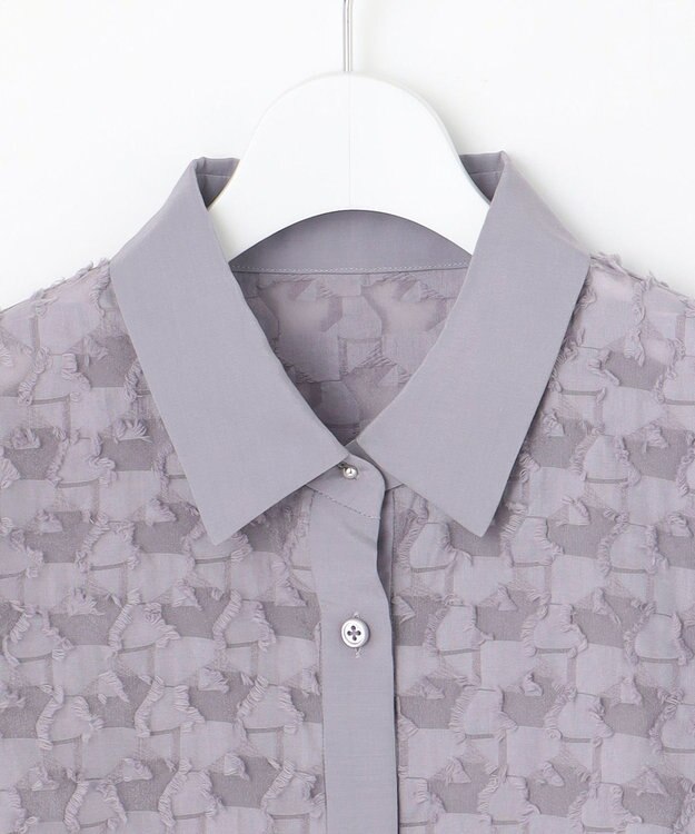 自由区 シアージオメトリックジャカードクロップド丈 ブラウス モーヴ