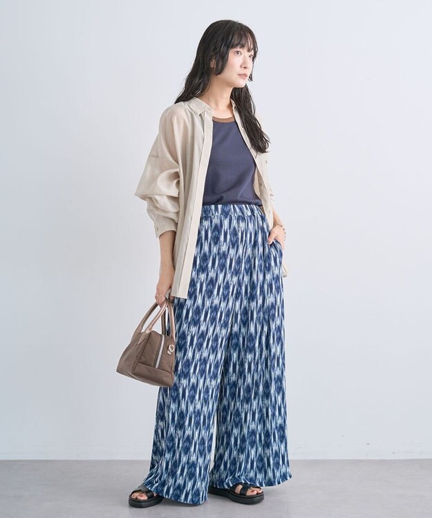 Green Parks シアーカットワイドパンツ Blue